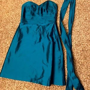 Jade green short strapless bridesmaid dress size 8